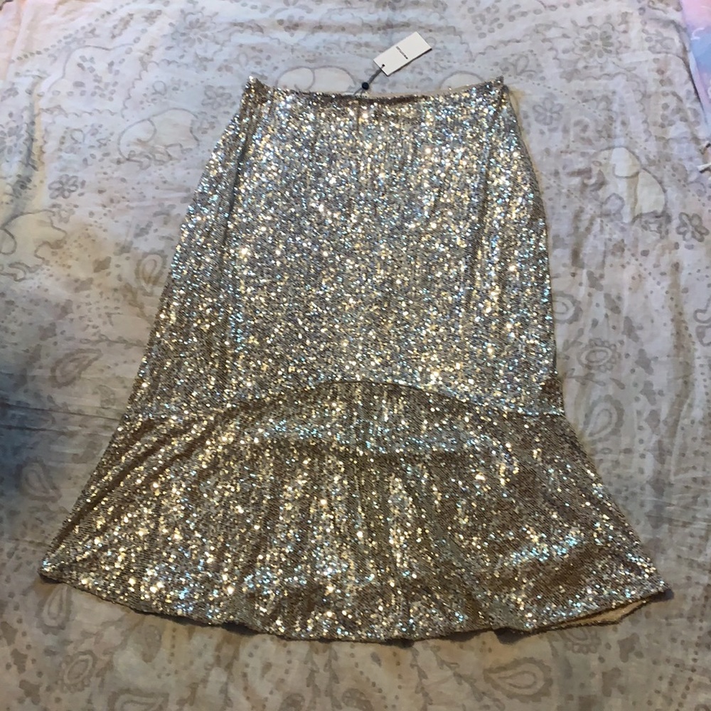 NWT Whistles Suki Sequin Silver Midi Skirt - Picture 2 of 12